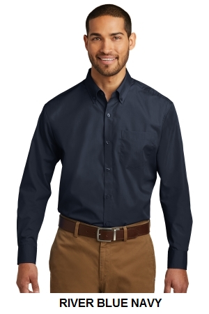 Port Authority Long Sleeve Carefree Poplin Shirt.  PORT A.  W100